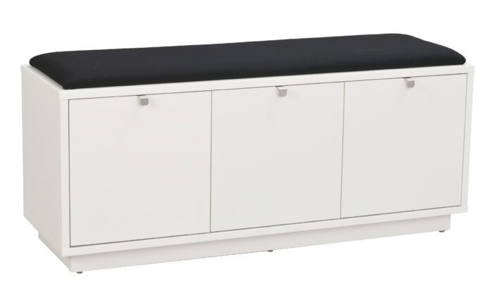 Rowico bílá lavice s úložným prostorem CONFETTI a černým sedákem 106 cm